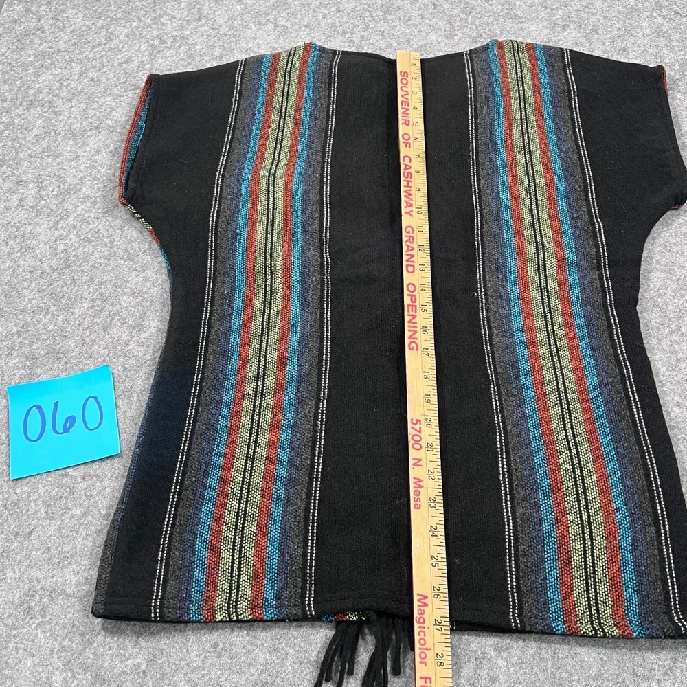 Vintage Rhonda Star Western Wool Blend Fringed Poncho Sweater Women's Size XS/S - Picture 4 of 6
